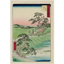 Utagawa Hiroshige: No. 40, Chiryû: The Former Site of the Irises at Eightbridge Village (Chiryû, Yatsuhashimura kakitsubata no koseki), from the series Famous Sights of the Fifty-three Stations (Gojûsan tsugi meisho zue), also known as the Vertical Tôkaidô - Museum of Fine Arts