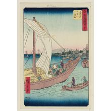 歌川広重: No. 43, Kuwana: Ferryboats at Shichiri (Kuwana, Shichiri no watashibune), from the series Famous Sights of the Fifty-three Stations (Gojûsan tsugi meisho zue), also known as the Vertical Tôkaidô - ボストン美術館