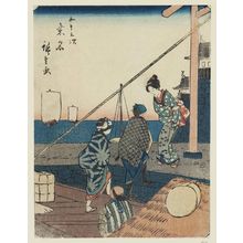 Utagawa Hiroshige: Kuwana, from the series Fifty-three Stations [of the Tôkaidô Road] (Gojûsan tsugi), also known as the Jinbutsu Tôkaidô - Museum of Fine Arts