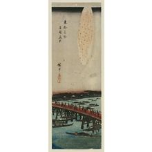 Utagawa Hiroshige: Fireworks at Ryôgoku Bridge (Ryôgoku hanabi), from the series Famous Views of the Eastern Capital (Tôto meisho) - Museum of Fine Arts