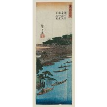 Utagawa Hiroshige: Asakusa River, Kinryûzan Temple, Komagata Hall, and the Pine Tree of Success (Asakusagawa, Kinryûzan, Komagata-dô, Shubi no matsu), from the series Famous Views of the Eastern Capital (Tôto meisho) - Museum of Fine Arts