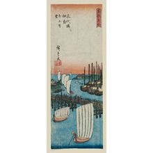 Utagawa Hiroshige: Eitai Bridge and Tsukudajima, Panoramic View from Above (Eitaibashi Tsukudajima uchiage enbô), from the series Famous Places in the Eastern Capital (Tôto meisho) - Museum of Fine Arts