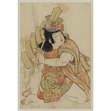 Kitao Shigemasa: Child with monkey mask and decorated stick. - Museum of Fine Arts