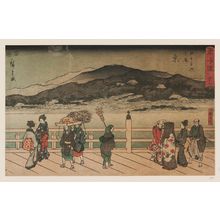 Utagawa Hiroshige: No. 55 - The End, Kyôto: The Great Bridge at Sanjô (Taibi, Kyô, Sanjô Ôhashi), from the series The Tôkaidô Road - The Fifty-three Stations (Tôkaidô - Gojûsan tsugi), also known as the Reisho Tôkaidô - Museum of Fine Arts
