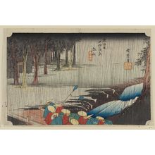 Utagawa Hiroshige: Tsuchiyama: Spring Rain (Tsuchiyama, haru no ame), from the series Fifty-three Stations of the Tôkaidô Road (Tôkaidô gojûsan tsugi no uchi), also known as the First Tôkaidô or Great Tôkaidô - Museum of Fine Arts