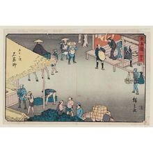 Estampe japonaise "No. 45 - Ishiyakushi, from the series The Tôkaidô Road - The Fifty-three Stations (Tôkaidô - Gojûsan tsugi), also known as the Reisho Tôkaidô" par Utagawa Hiroshige, 歌川広重 (Utagawa Hiroshige I)