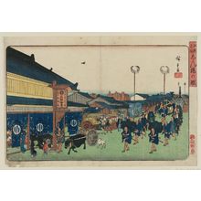 歌川広重: View of Shinbashi (Shinbashi no zu), from the series Famous Places in Edo (Kôto meisho) - ボストン美術館