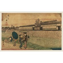 歌川広重: Outside the Toranomon Gate (Toranomon soto no zu), from the series Fine Views of Edo (Kôto shôkei) - ボストン美術館