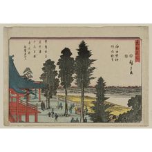 歌川広重: Panoramic View from the Precincts of the Kanda Myôjin Shrine (Kanda Myôjin keidai chôbô), from the series Famous Places in the Eastern Capital (Tôto meisho) - ボストン美術館