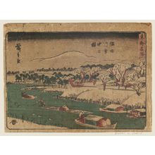 Japanischer Druck "The Sumida River in Snow (Sumidagawa setchû no zu), from the series Famous Places in the Eastern Capital (Tôto meisho)" von Utagawa Hiroshige, 歌川広重 (Utagawa Hiroshige I)