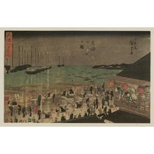 Utagawa Hiroshige: Moon Viewing at Takanawa on the Night of the Twenty-sixth (Takanawa Nijûrokuya no zu), from the series Famous Places in Edo, Newly Selected (Shinsen Edo meisho) - Museum of Fine Arts