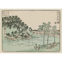 Utagawa Hiroshige, 歌川広重 (Utagawa Hiroshige I)による浮世絵「The Nagata Riding Grounds, the Sannô Shrine, and the Paulownia Plantation at Tameike (Nagata-no-baba Sannô no yashiro Tameike kiribatake), from the series Famous Places in Edo (Edo meisho)」