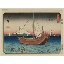 Utagawa Hiroshige: The Sea at Kisarazu in Kazusa Province (Kazusa Kisarazu kaijô), from the series Thirty-six Views of Mount Fuji (Fuji sanjûrokkei) - Museum of Fine Arts