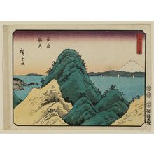 Utagawa Hiroshige: Sawtooth Mountain in Awa Province (Awa Nokogiriyama), from the series Thirty-six Views of Mount Fuji (Fuji sanjûrokkei) - Museum of Fine Arts