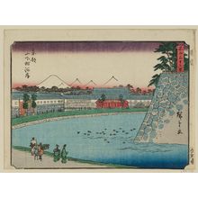 Utagawa Hiroshige: Riverbank at Yamashita-chô in Edo (Tôto Yamashita-chô kashi), from the series Thirty-six Views of Mount Fuji (Fuji sanjûrokkei) - Museum of Fine Arts