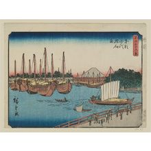 Utagawa Hiroshige: Eitai Bridge and Tsukudajima in Edo (Tôto Eitaibashi Tsukudajima), from the series Thirty-six Views of Mount Fuji (Fuji sanjûrokkei) - Museum of Fine Arts