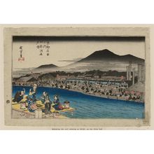 Utagawa Hiroshige: Enjoying the Cool of Evening on the Riverbed at Shijô (Shijô-gawara yûsuzumi), from the series Famous Views of Kyoto (Kyôto meisho no uchi) - Museum of Fine Arts