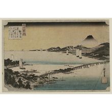 Utagawa Hiroshige: Sunset Glow at Seta (Seta sekishô), from the series Eight Views of Ômi (Ômi hakkei no uchi) - Museum of Fine Arts