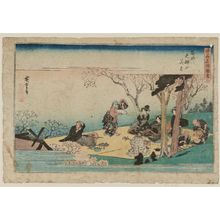 歌川広重: Cherry-blossom Viewing on the Hill of the Tenjin Shrine in Yasui (Yasui Tenjinyama hanami), from the series Famous Views of Osaka (Naniwa meisho zue) - ボストン美術館