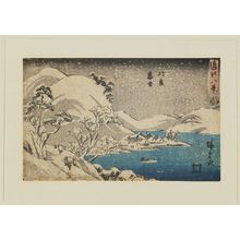 Utagawa Hiroshige, 歌川広重 (Utagawa Hiroshige I)による浮世絵「Twilight Snow at Hira (Hira bosetsu), from the series Eight Views of Ômi (Ômi hakkei)」