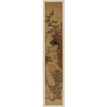 Isoda Koryusai: Young Woman and Small Boy beside a Brushwood Fence - Museum of Fine Arts