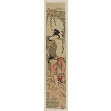 Isoda Koryusai: Young Couple on Drum Bridge at Kameido - Museum of Fine Arts