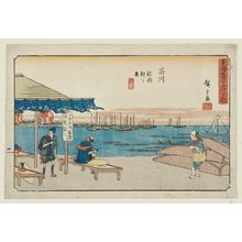 Utagawa Hiroshige: Shinagawa: Morning at Samegafuchi (Shinagawa, Samegafuchi asa no kei), from the series The Fifty-three Stations of the Tôkaidô Road (Tôkaidô gojûsan tsugi no uchi), also known as the Gyôsho Tôkaidô - Museum of Fine Arts