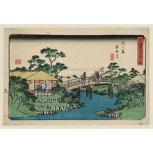 Utagawa Hiroshige: Hodogaya: Entrance to Shinmachi (Hodogaya, Shinmachi iriguchi), from the series The Fifty-three Stations of the Tôkaidô Road (Tôkaidô gojûsan tsugi no uchi), also known as the Gyôsho Tôkaidô - Museum of Fine Arts