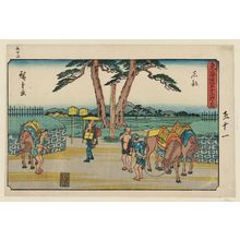 Utagawa Hiroshige: Ishibe, from the series The Fifty-three Stations of the Tôkaidô Road (Tôkaidô gojûsan tsugi no uchi), also known as the Gyôsho Tôkaidô - Museum of Fine Arts