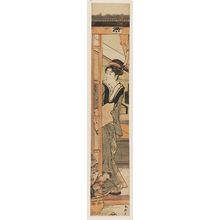 Katsukawa Shuncho: Woman at a Sliding Lattice Door - Museum of Fine Arts
