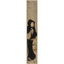 Torii Kiyonaga: Woman in Black Walking in Snow - Museum of Fine Arts