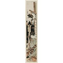 Kitao Masanobu: Two women: one standing looking down, one sitting by a hibachi - ボストン美術館