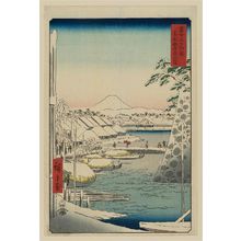 歌川広重: Riverbank at Sukiya in Edo (Tôto Sukiya-gashi), from the series Thirty-six Views of Mount Fuji (Fuji sanjûrokkei) - ボストン美術館