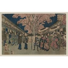 Utagawa Hiroshige: Cherry-blossom Time at Naka-no-chô in the New Yoshiwara (Shin Yoshiwara Naka-no-chô sakura toki), from the series Famous Places in Edo (Edo meisho) - Museum of Fine Arts