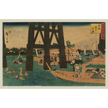 Utagawa Hiroshige: Enjoying the Evening Cool under Ryôgoku Bridge (Ryôgoku-bashi shita yûsuzumi), from the series Famous Places in Edo (Edo meisho no uchi) - Museum of Fine Arts