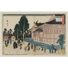 Utagawa Hiroshige: Inside the Shiba Shinmei Shrine (Shiba Shinmei shanai no zu), from the series Famous Places in Edo (Edo meisho no uchi) - Museum of Fine Arts