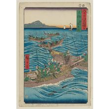 Utagawa Hiroshige: Tosa Province: Bonito Fishing at Sea (Tosa, Kaijô katsuo tsuri), from the series Famous Places in the Sixty-odd Provinces [of Japan] ([Dai Nihon] Rokujûyoshû meisho zue) - Museum of Fine Arts
