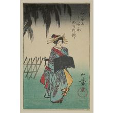 Utagawa Hiroshige, 歌川広重 (Utagawa Hiroshige I)による浮世絵「Yamashiro, Kyoto, harimaze (Miyako Shimabara deguchi no yanagi)」