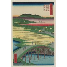 Utagawa Hiroshige: Sugatami Bridge, Omokage Bridge, Jariba at Takata (Takata Sugataminohashi Omokagenohashi jariba), from the series One Hundred Famous Views of Edo (Meisho Edo hyakkei) - Museum of Fine Arts