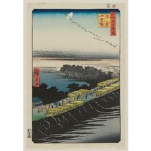 Utagawa Hiroshige: Nihon Embankment, Yoshiwara (Yoshiwara Nihonzutsumi), from the series One Hundred Famous Views of Edo (Meisho Edo hyakkei) - Museum of Fine Arts