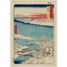 歌川広重: Musashi Province: Sumida River, Snowy Morning (Musashi, Sumidagawa, Yuki no ashita), from the series Famous Places in the Sixty-odd Provinces [of Japan] ([Dai Nihon] Rokujûyoshû meisho zue) - ボストン美術館