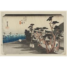 Utagawa Hiroshige: Ôiso: Tora's Rain (Ôiso, Tora ga ame), from the series Fifty-three Stations of the Tôkaidô Road (Tôkaidô gojûsan tsugi no uchi), also known as the First Tôkaidô or Great Tôkaidô - Museum of Fine Arts