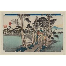 Utagawa Hiroshige: Yoshiwara: Mount Fuji on the Left (Yoshiwara, hidari Fuji), from the series Fifty-three Stations of the Tôkaidô Road (Tôkaidô gojûsan tsugi no uchi), also known as the First Tôkaidô or Great Tôkaidô - Museum of Fine Arts