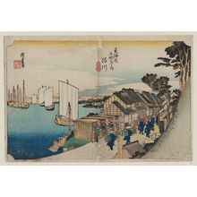 Utagawa Hiroshige: Shinagawa: Sunrise (Shinagawa, hinode), from the series Fifty-three Stations of the Tôkaidô Road (Tôkaidô gojûsan tsugi no uchi), also known as the First Tôkaidô or Great Tôkaidô - Museum of Fine Arts