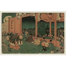 Japanese Print "Shinmei Shrine at Shiba: Sacred Dance at the Shrine at Dawn on New Year's Day (Shiba Shinmei, Gogû gengyô kagura no zu), from the series Famous Places in the Eastern Capital (Tôto meisho)" by Utagawa Hiroshige, 歌川広重 (Utagawa Hiroshige I)