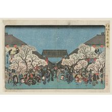 Utagawa Hiroshige: Cherry Blossoms at Night in the Yoshiwara (Yoshiwara yozakura no zu), from the series Famous Places in the Eastern Capital (Tôto meisho) - Museum of Fine Arts