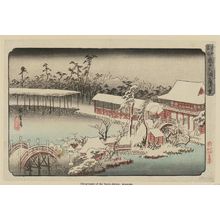 歌川広重: Snow in the Precincts of the Tenman Shrine at Kameido (Kameido Tenmangû keidai yuki), from a series Famous Places in the Eastern Capital (Tôto meisho) - ボストン美術館