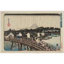 歌川広重: Shower on Nihonbashi Bridge (Nihonbashi no hakuu), from the series Famous Places in the Eastern Capital (Tôto meisho) - ボストン美術館