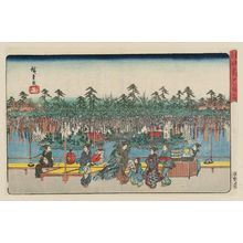 Utagawa Hiroshige: Wisteria at Kameido (Kameido Tenjin fuji [no] hana), from the series Famous Places in the Eastern Capital (Tôto meisho) - Museum of Fine Arts