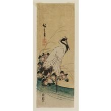 Utagawa Hiroshige: Wading Crane and Wild Chrysanthemums, cut from an unidentified harimaze sheet - Museum of Fine Arts